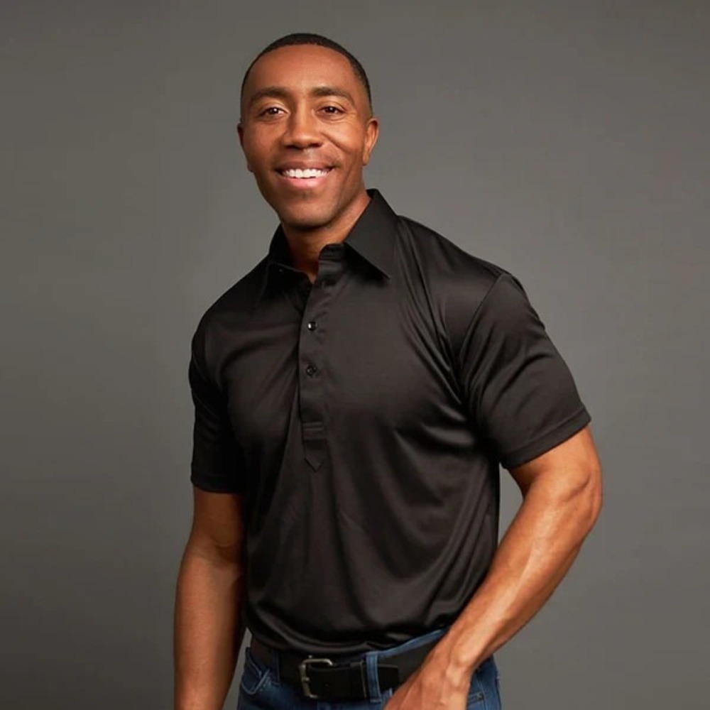 NWOT Collars & Co Polo Shirt Mens Large Black Relaxed Fit Stretch Performance